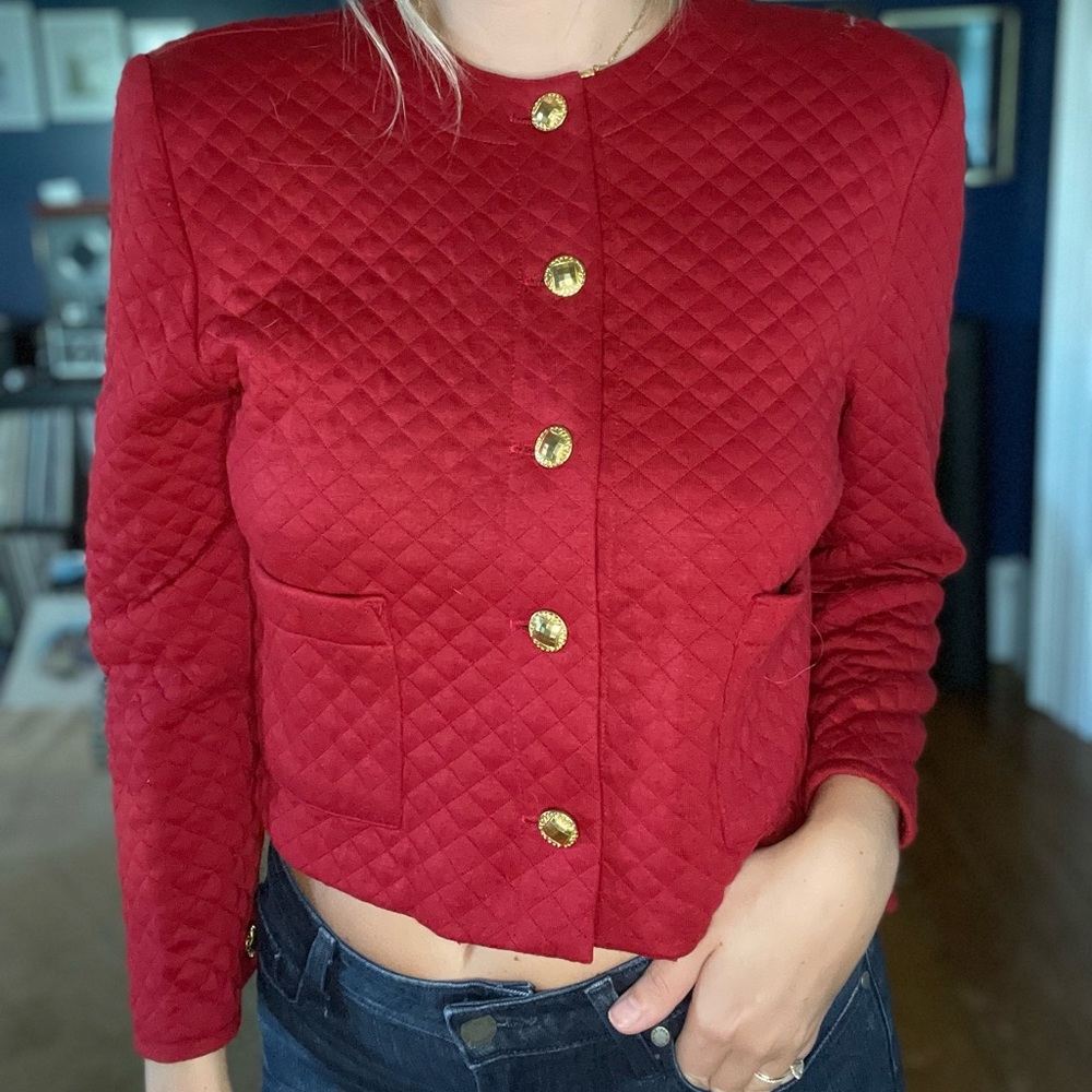 Vintage Red Gold Button Jacket